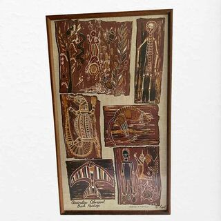 Framed Aboriginal Bark Drawing